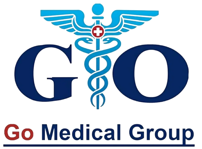 A green background with the word " go " and an image of a medical symbol.